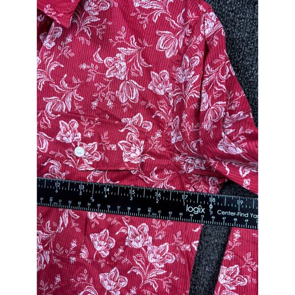 Ralph Lauren Floral Dobby Top Blouse Women's Size XS Red Rust Cotton Long Sleeve - Picture 8 of 8
